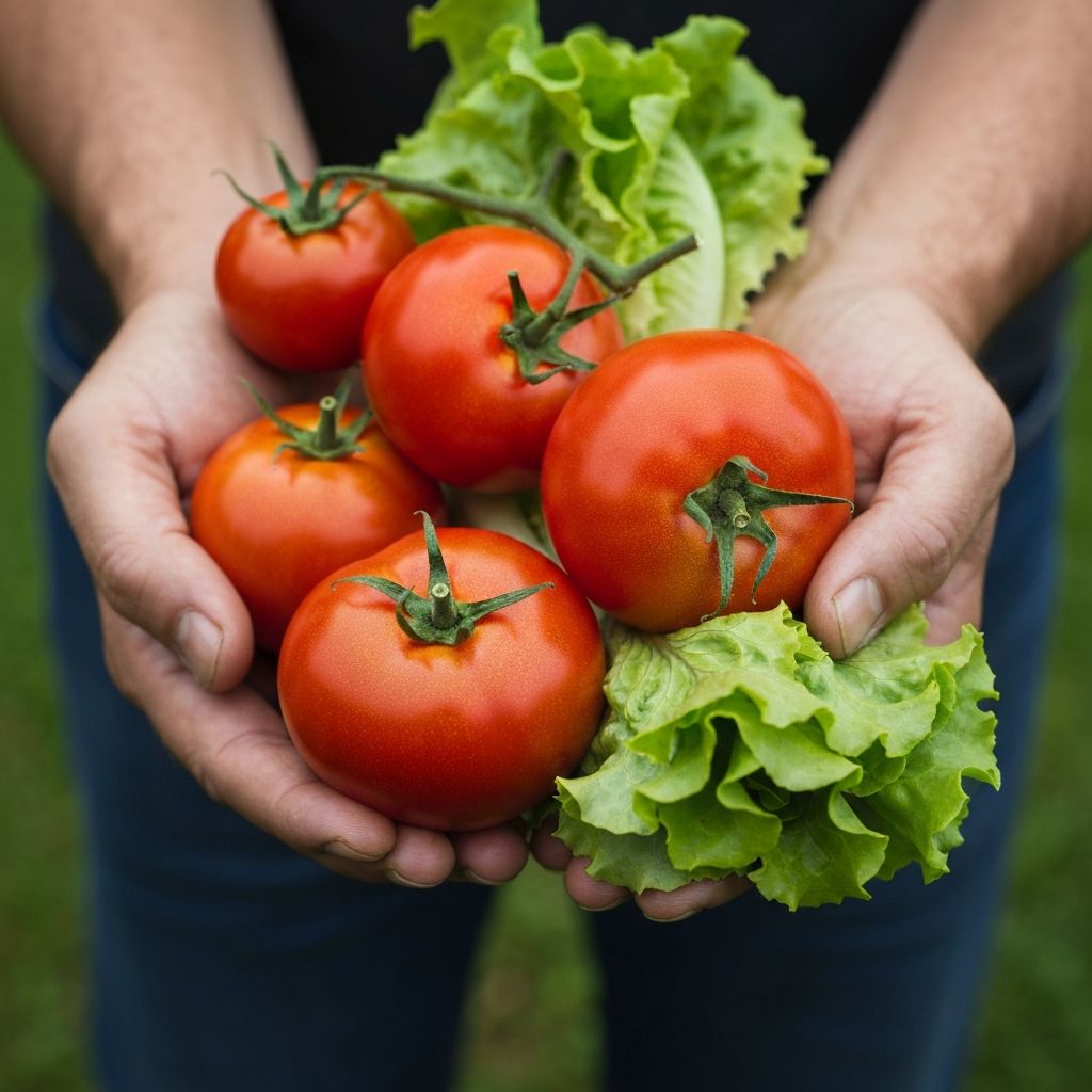 Hands holding fresh vegetables